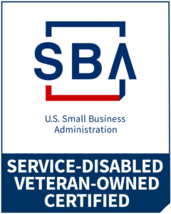 Badge: U.S. Small Business Administration - Service-Disabled Veteran-Owned Certified